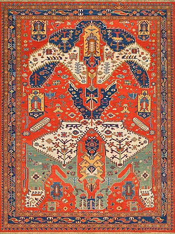Безворсовый Пакистанский ковер Dragon №4186 234x177cm из шерсти