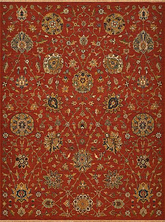 Безворсовый Индийский ковер Agra №2277 362x272cm из шерсти