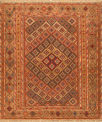 Безворсовый Персидский ковер Suzani №2427 184x161cm из шерсти