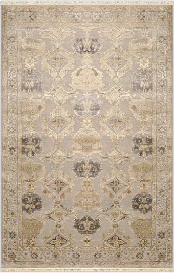 Современный Индийский ковер Kashkar №3835 305x198cm из шерсти и шелка в стиле неоклассика