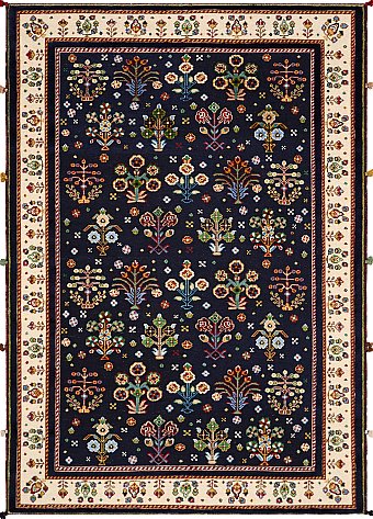Безворсовый Индийский ковер Sirjan №3675 183x128cm из шерсти